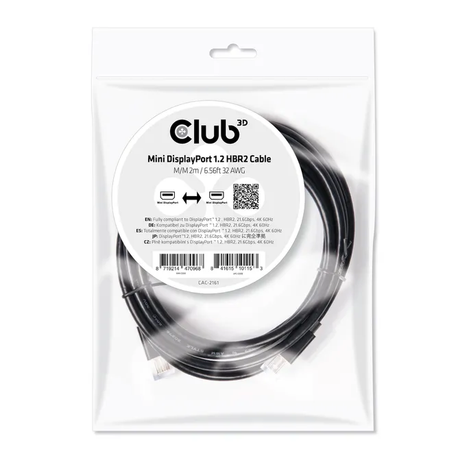 Club 3D CAC-2161 Mini DisplayPort™ 1.2 HBR2 Kabel M/M 2m