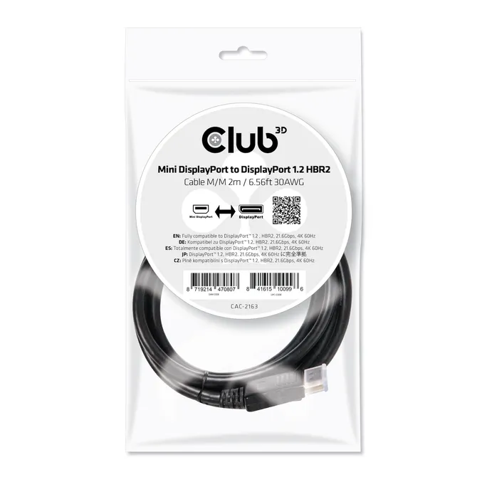 Club 3D CAC-2163 Mini DisplayPort™ / DisplayPort™ 1.2 M/M 2m