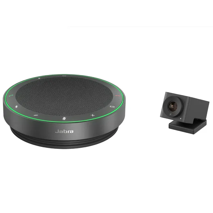 Jabra BYOD-Video-Raumlösung – Jabra Speak2 75 und Huddly IQ PTZ-Kamera, für kleine Räume, Huddle-Räume, Plug-and-Play, Raum-Kit
