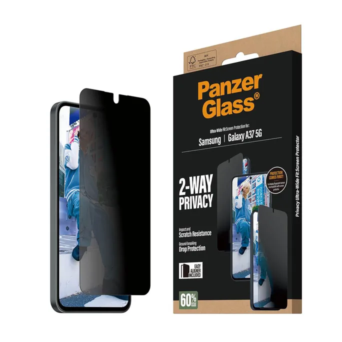 PanzerGlass® Privacy Displayschutz Samsung Galaxy A37 5G Ultra-Wide Fit m. EasyAligner