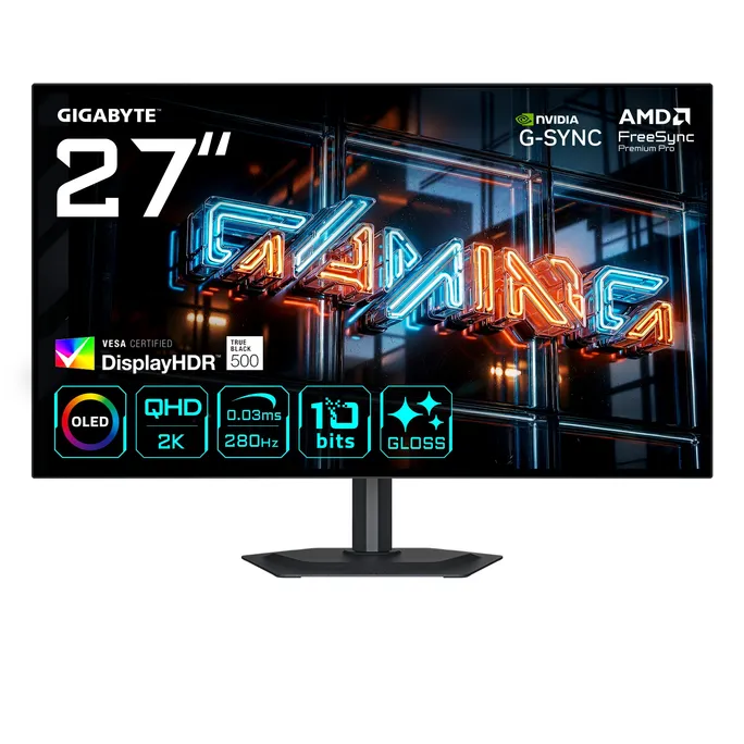 GIGABYTE MO27Q28GR 27 Zoll QHD wOLED Gaming Monitor 280 Hz DP/HDMI/USB-C 0,03ms