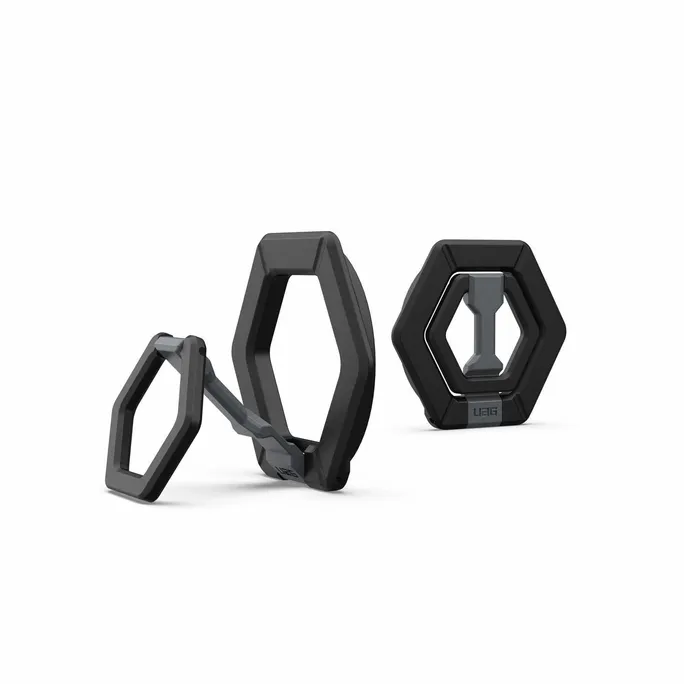 UAG Urban Armor Gear Magnetic Ring Stand Halterung/Haltering mit Standfunktion für MagSafe und UAG Cases mit eingebautem Magnet schwarz/silber