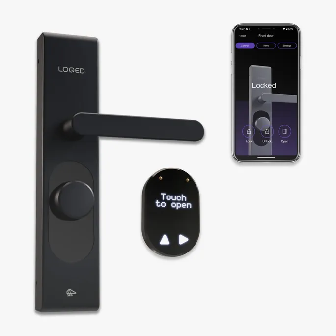 Shelly LOQED Smartes Türschloss schwarz WLAN BT PIN-Code Touch Europrofil