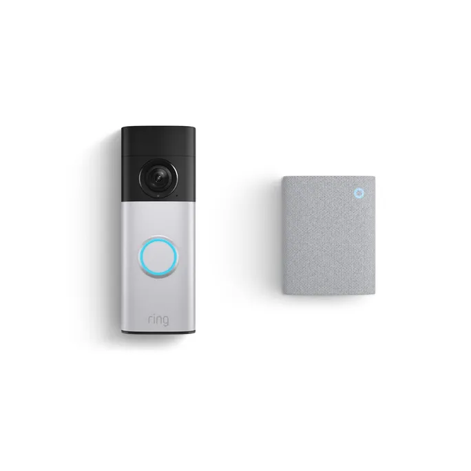 RING Battery Video Doorbell 2 Plus + Chime - 2K, Gegensprechfunktion, Türklingel Nickel Silver