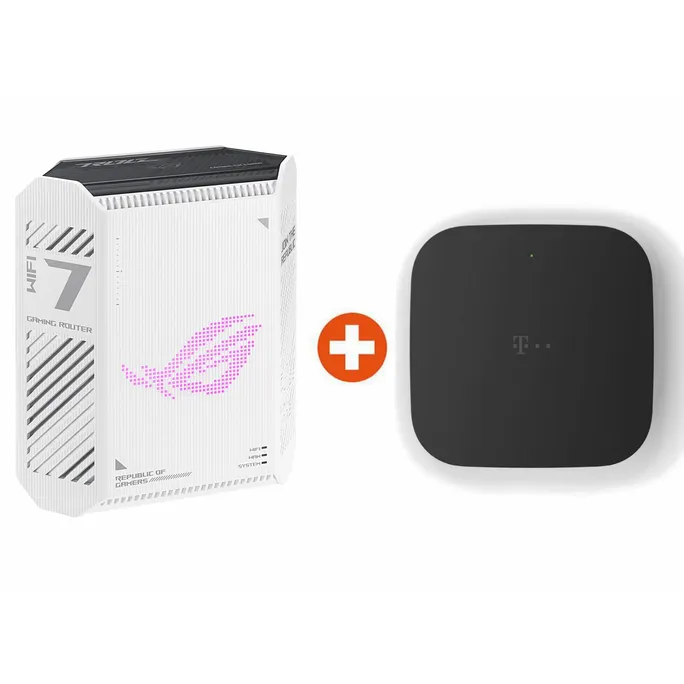 Bundle: ASUS ROG Strix GS-BE7200 Dualband WiFi 7 Gaming Router + Telekom Glasfaser Modem 2,5 Gbit/s schwarz