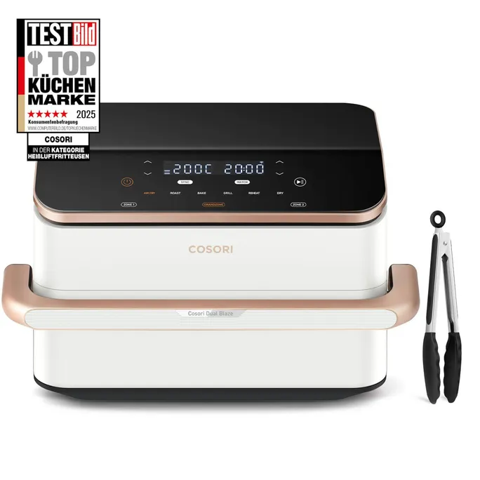 COSORI Dual Blaze TwinFry 10 Liter Heißluftfritteuse CAF-TF101S-AEU weiß / rosa