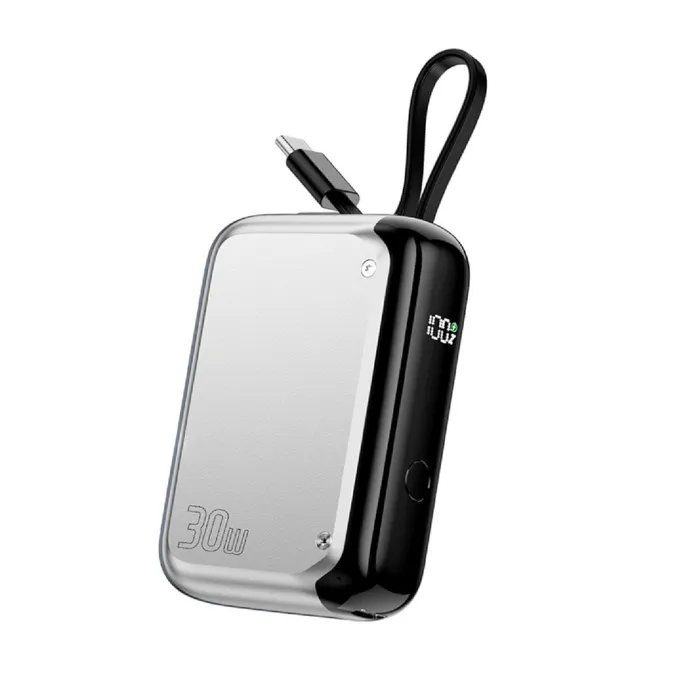 4smarts Powerbank Pocket mit USB-C Kabel 10000mAh - silber