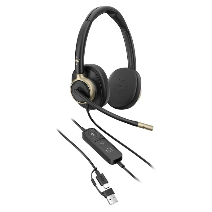 HP | Poly Mission 825 Stereo-Headset USB-C/A, kabelgebunden, KI-Geräuschunterdrückung, ANC, inkl. Etui (Kommerzielles Produkt)