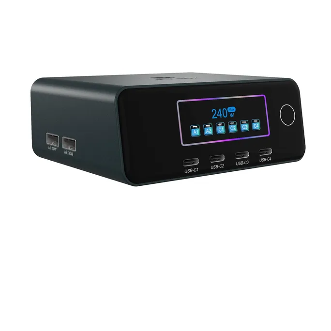 Raidsonic ICY BOX Diamond IB-PS2401 GaN-Ladegerät mit LCD-TFT Display und bis zu 240 W