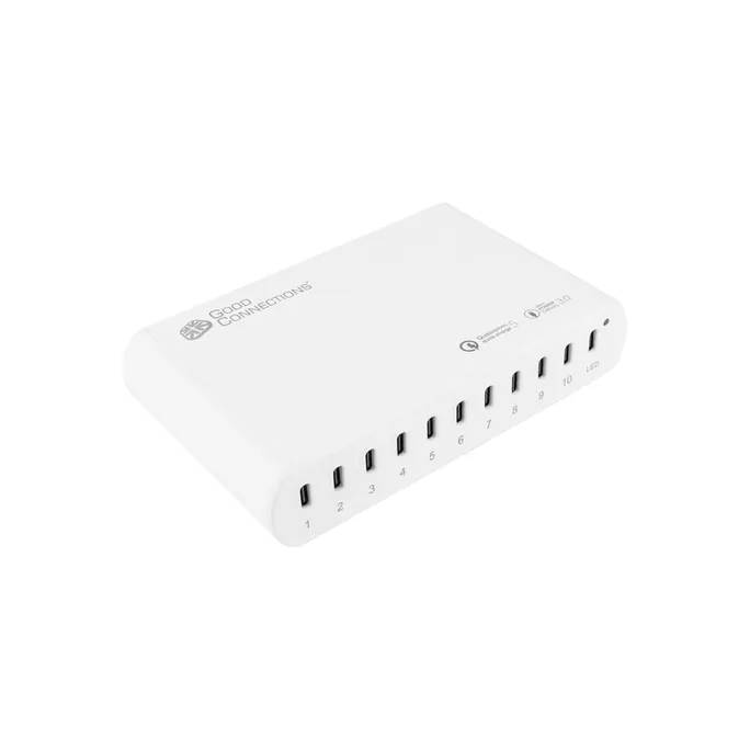 GC USB-Desktop-Schnellladestation 250W, 10-Port (10x USB-C™), PD 3.0, PPS, QC 5, weiß
