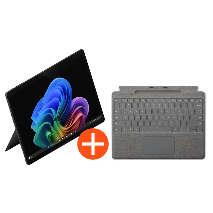Microsoft Surface Pro 13" (12. Edition) Touch Black Snapdragon X2 Plus 24GB/512GB SSD Win11 EP2-73346 inkl. MS Pro Keyboard mit Stiftaufbewahrung platin