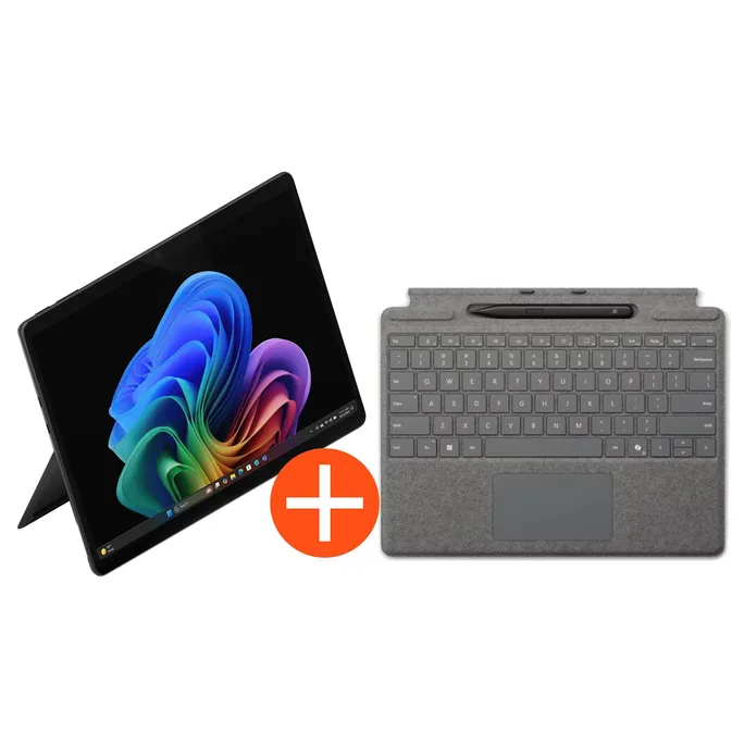 Microsoft Surface Pro 13" (12. Edition) Touch Black Snapdragon X2 Plus 24GB/512GB SSD Win11 EP2-73346 inkl. MS Pro Keyboard mit Slim Pen platin