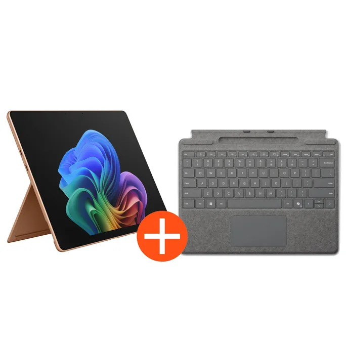 Microsoft Surface Pro 13" (12. Edition) Touch Dune Snapdragon X2 Elite 16GB/1TB SSD Win11 EP2-65078 inkl. MS Pro Keyboard mit Stiftaufbewahrung platin