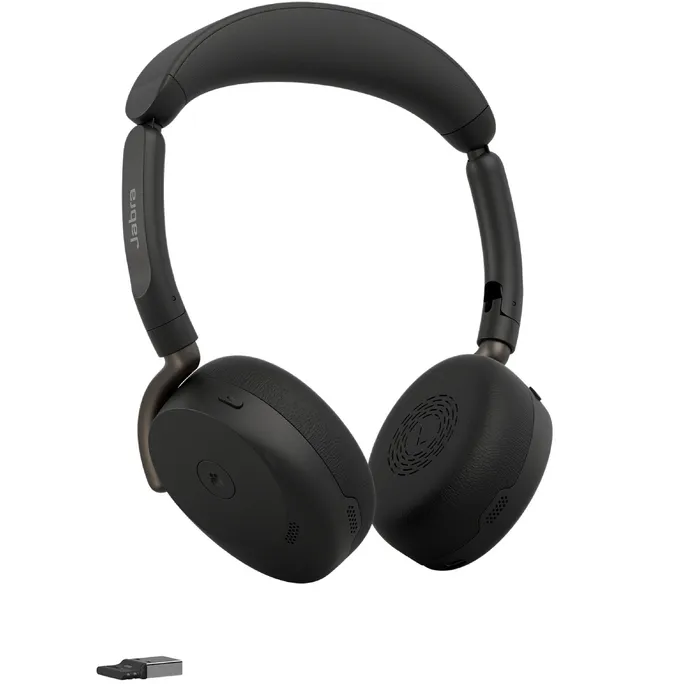 Jabra Evolve3 65 Flex MS Schwarz Kabelloses Bluetooth-Headset, USB-A Dongle, ANC, faltbar, Microsoft Teams zertifiziert