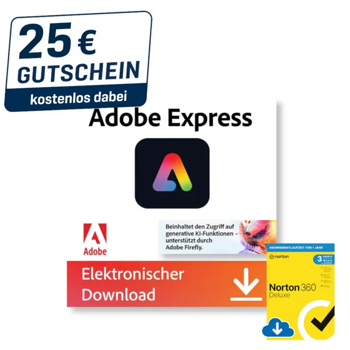 Adobe Express Premium | Download & Key | inkl. 25€ Gutschein | inkl. Norton Standard