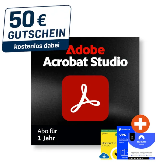 Adobe Acrobat Studio | Download & Key | inkl. 50€ Gutschein | inkl. Norton, F-Secure & NordVPN