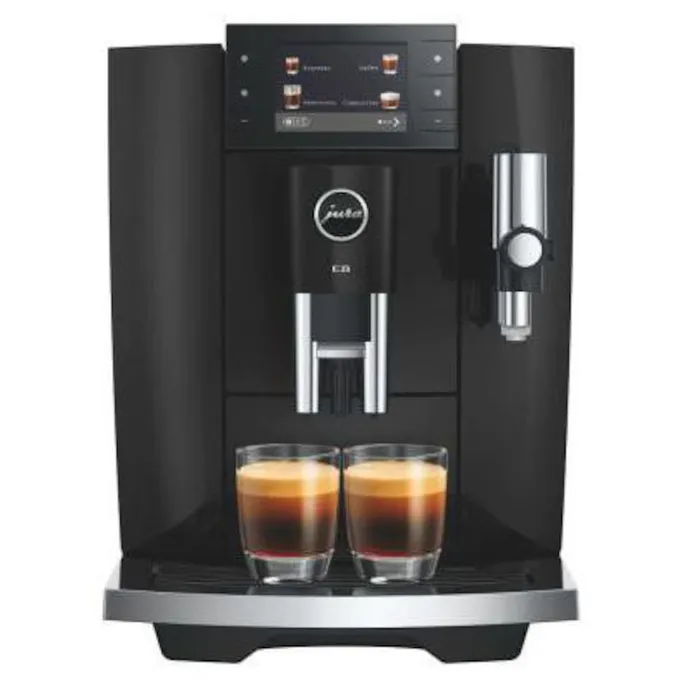 JURA E8 (ED) Kaffeevollautomat, 27 Spezialitäten, 3,5''-Farbdisplay, WiFi-fähig, Hot & Light Brew, Sweet Foam mit Sirup- & Schokoaufsatz, Energiesparmodus, Piano Black