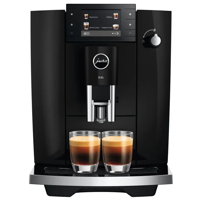 JURA E6 (ED) Kaffeevollautomat, 17 Spezialitäten, 3,5''-Farbdisplay, WiFi-fähig, Hot & Light Brew, Feinschaum-Technologie, Energiesparmodus, Piano Black