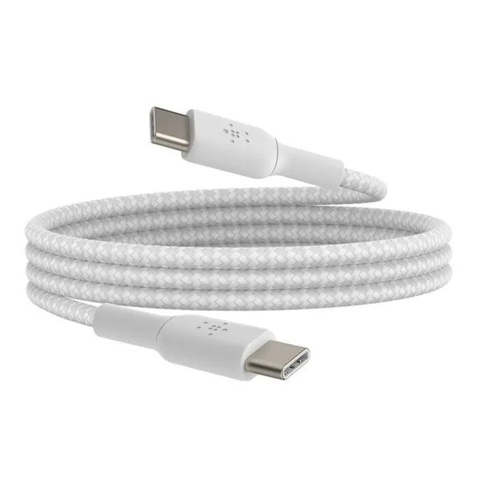 Belkin BoostCharge bis 60W USB-C/USB-C-Kabel 1 m Weiß geflochten