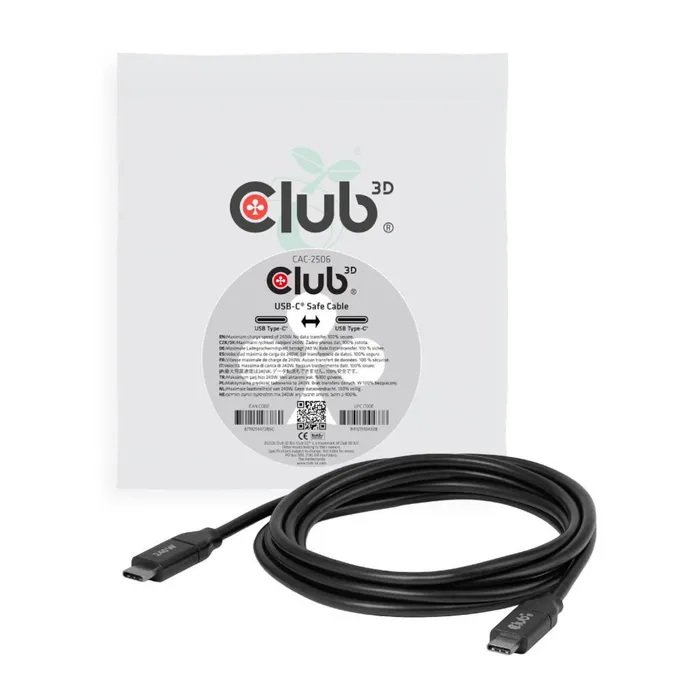 Club3D CAC-2506 USB-C®-Sicherheitskabel 240W Datenübertragung 2m