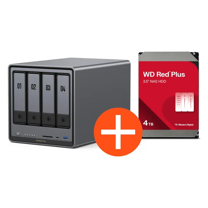 UGREEN NASync DXP4800 Plus NAS System 4-Bay 4TB inkl. 1x WD WD40EFPX NAS HDD - 4 TB