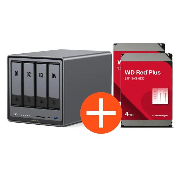 UGREEN NASync DXP4800 Plus NAS System 4-Bay 8TB inkl. 2x WD WD40EFPX NAS HDD - 4 TB