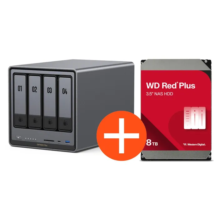 UGREEN NASync DXP4800 Plus NAS System 4-Bay 8TB inkl. 1x WD WD80EFPX NAS HDD - 8 TB