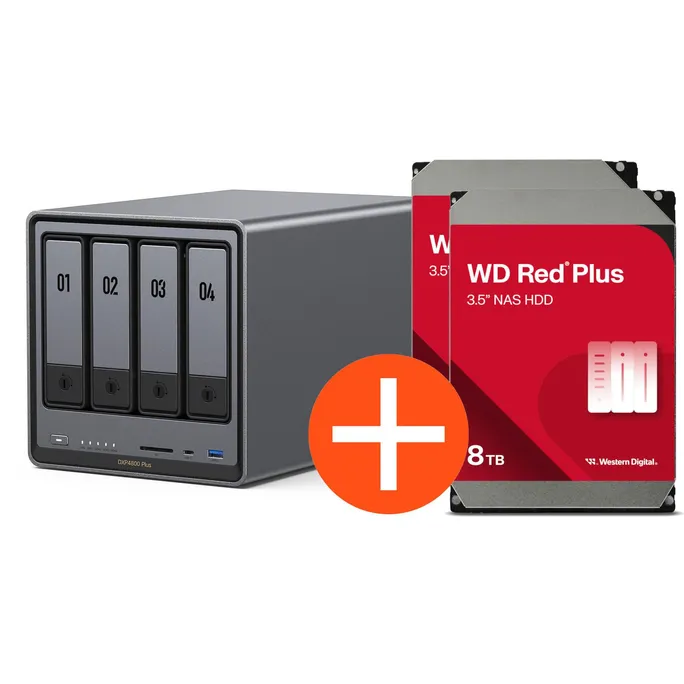 UGREEN NASync DXP4800 Plus NAS System 4-Bay 16TB inkl. 2x WD WD80EFPX NAS HDD - 8 TB