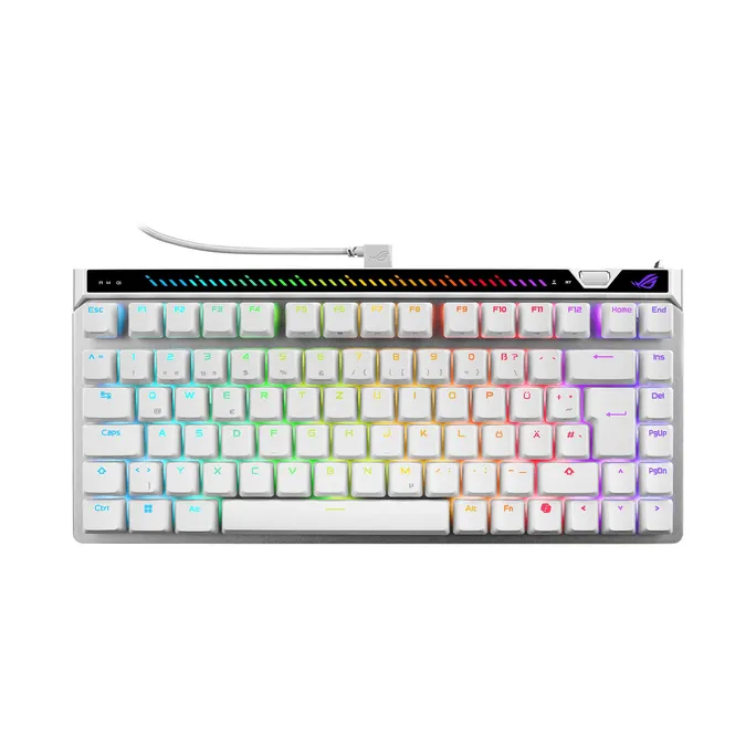 ASUS ROG Falchion Ace 75 HE Weiß – Kabelgebundene Gaming-Tastatur, 75% Tastatur-Layout, Hot-Swap-fähig, Rapid Trigger, 8000 Hz Abtastrate
