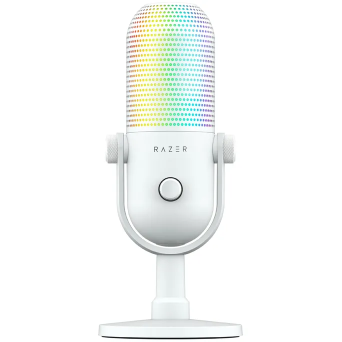 Razer Seiren V3 Chroma 32-Bit DSP Gaming-Mikrofon Weiß – KI-Audio, Chroma RGB, Tap-to-Mute & Profi-Sound für Streaming