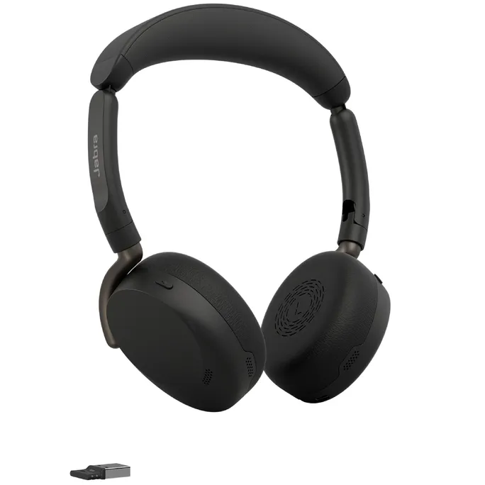 Jabra Evolve3 65 Flex UC Schwarz Kabelloses Bluetooth-Headset, USB-A Dongle, ANC, faltbar, UC-zertifiziert