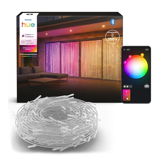 Philips Hue Festavia Curtain Lichtervorhang White & Color Ambiance, 1,35 x 2m