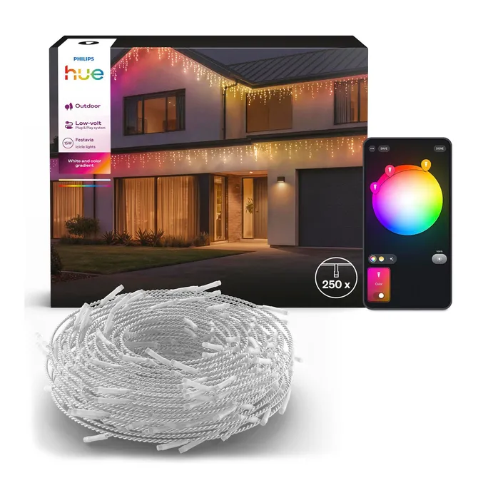 Philips Hue Festavia Eiszapfen-Lichterkette, White & Color Ambiance, 8,5 m