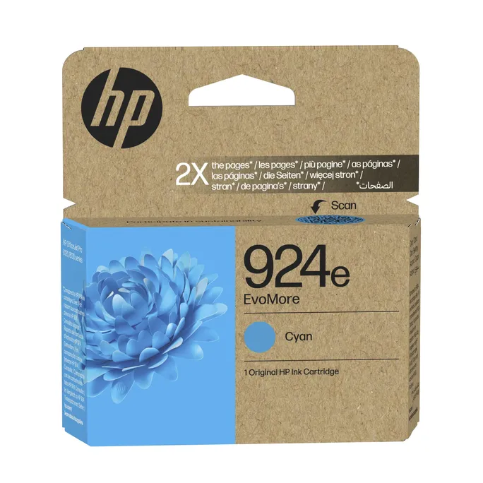 HP Original 924e EvoMore Druckerpatrone Cyan (4K0U7NE#LS1) für ca. 800 Seiten Instant Ink