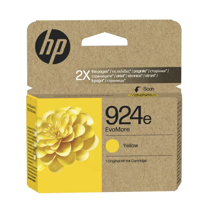 HP Original 924e EvoMore Druckerpatrone Gelb (4K0U9NE#LS1) für ca. 800 Seiten Instant Ink