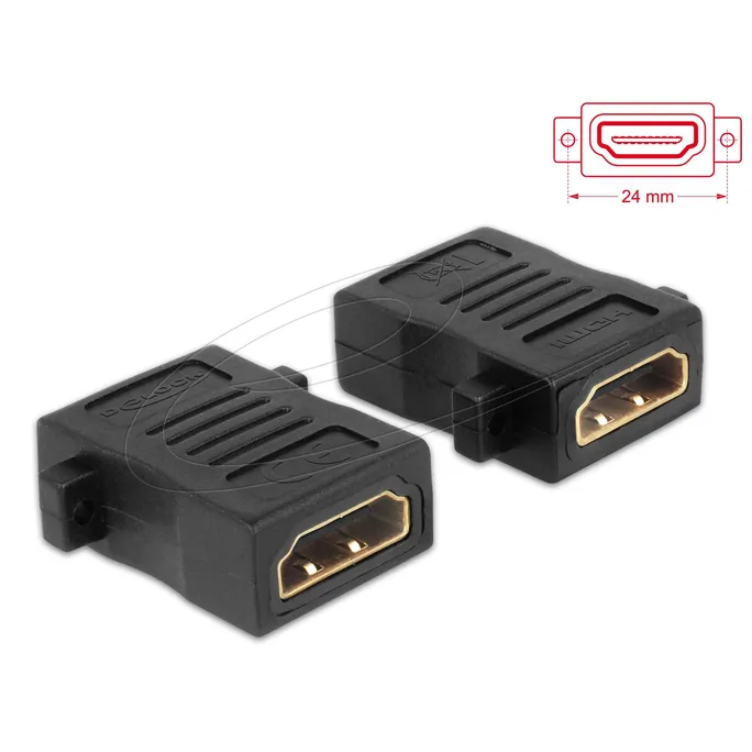 Delock Adapter HDMI-A Buchse auf HDMI-A Buchse mit Schraubanschluss