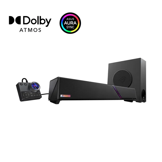ASUS ROG Gjallar Dolby Atmos Gaming Soundbar mit kabellosem Subwoofer – Premium 2.1.2 Surround-Sound für Gamer