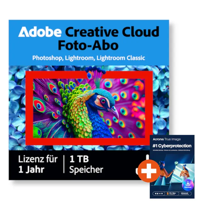 Adobe Creative Cloud Foto-Abo (Photoshop & Lightroom) | 1 TB | Download & Key | inkl. Acronis True Image