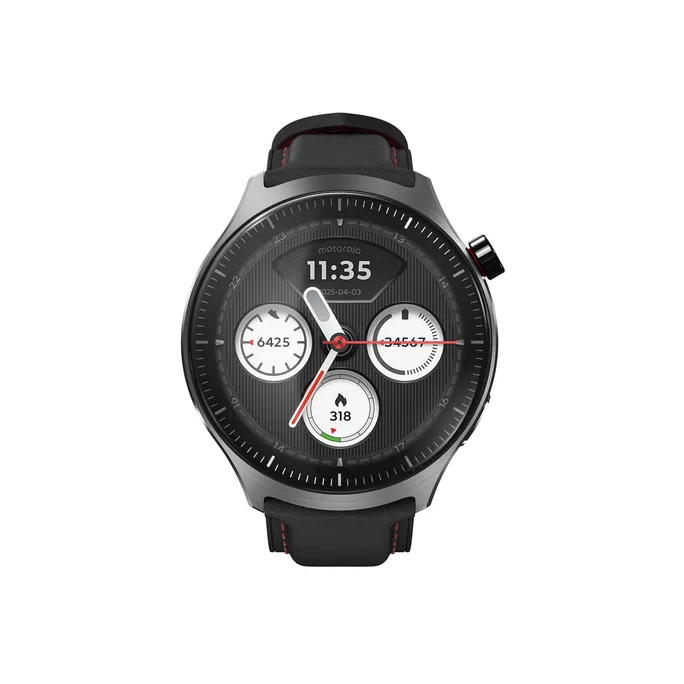 Motorola moto watch ultra Gun Metal mit Black Beauty Silikon- & Leder-Armband