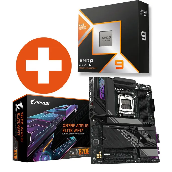 GIGABYTE X870E AORUS ELITE WIFI7 ATX Mainboard + AMD Ryzen 9 9950X3D CPU