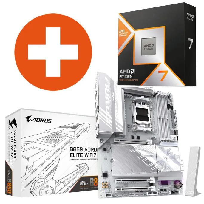 GIGABYTE AORUS B850 ELITE WIFI7 ICE ATX Mainboard + AMD Ryzen 7 9800X3D CPU