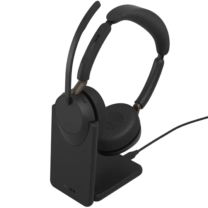 Jabra Evolve3 65 Stereo UC Schwarz Kabelloses Bluetooth-Headset, USB-C Dongle und Ladestation, ANC, UC-zertifiziert