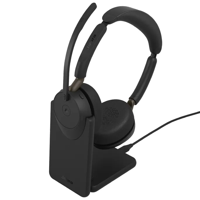 Jabra Evolve3 65 Stereo MS Schwarz Kabelloses Bluetooth-Headset, USB-C Dongle und Ladestation, ANC, Microsoft Teams zertifiziert