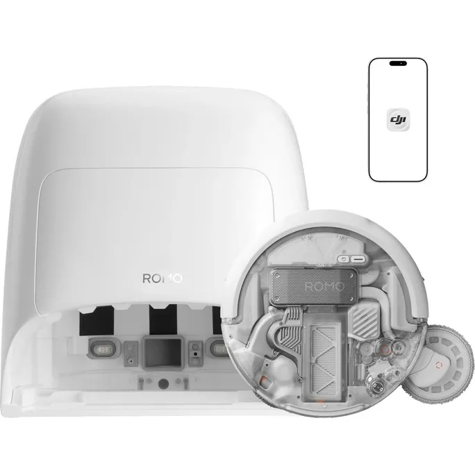 DJI ROMO P2 Staubsauger Roboter mit Absaug und Reinigungsstation (Water Tank Version) (GL1) 36.000 Pa weiß