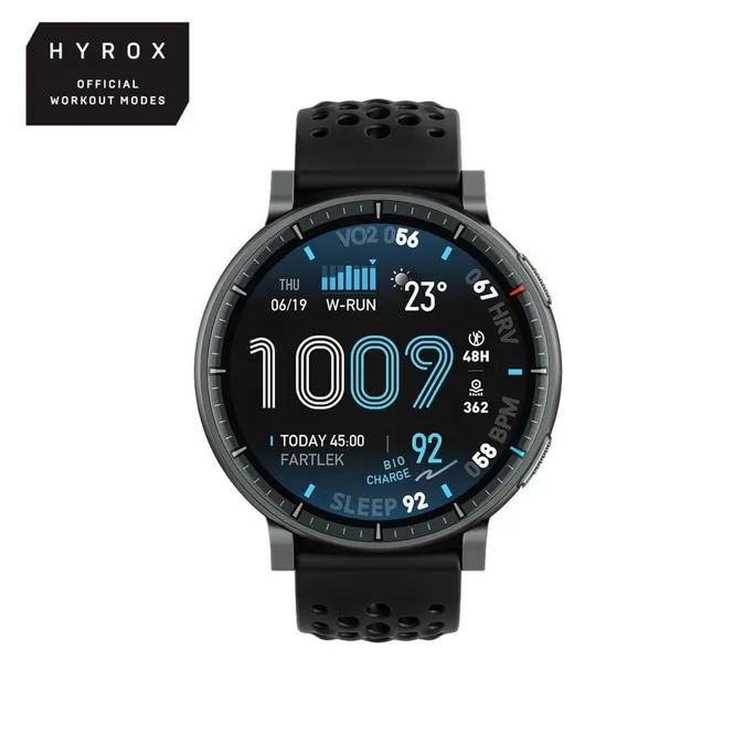Amazfit Active Max 49 mm Smartwatch Black mit AMOLED, GPS, Offline-Karten, 25 Tagen Akku und HYROX-Modus
