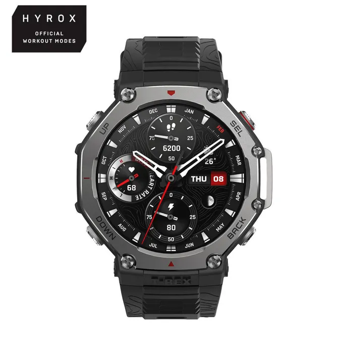 Amazfit T-Rex 3 48,5 mm Outdoor-Smartwatch Onyx mit AMOLED, Dual-Band-GPS, Offline-Karten, 10 ATM und HYROX-Modus