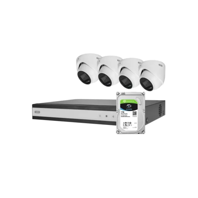 ABUS Analog-Video-Set: 4 Mini-Dome-Kameras + Rekorder 1TB