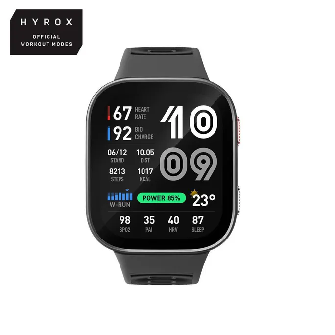 Amazfit Bip Max 50 mm Smartwatch Carbon Gray mit 2,07 Zoll AMOLED, GPS, Offline-Karten, 5 ATM und HYROX-Modus