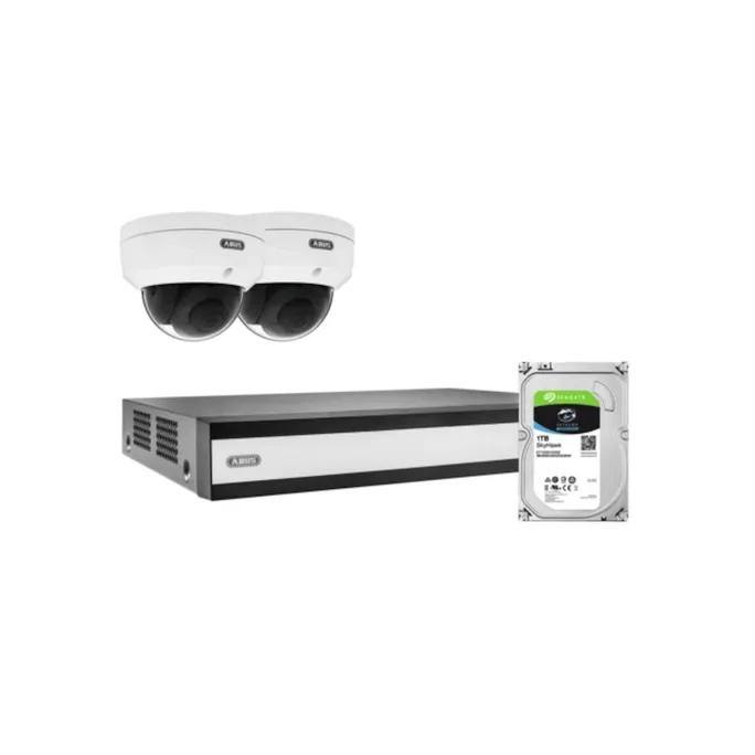 ABUS PoE-Video-Set: 2 Mini-Dome-Kameras + NVR 1TB