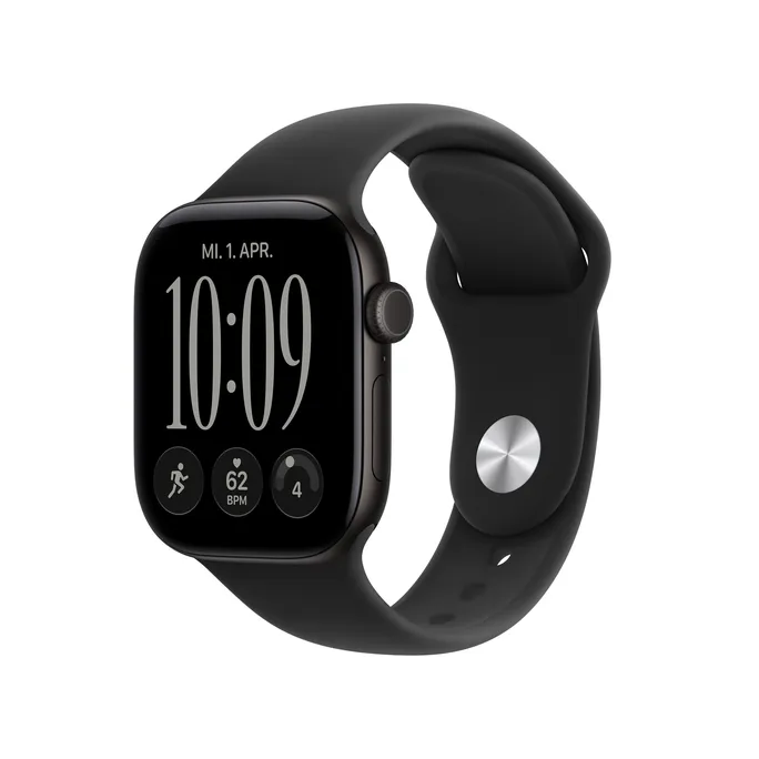 Apple Watch Series 12 GPS 42mm Black Aluminium Gehäuse mit Black Sport Band - M/L